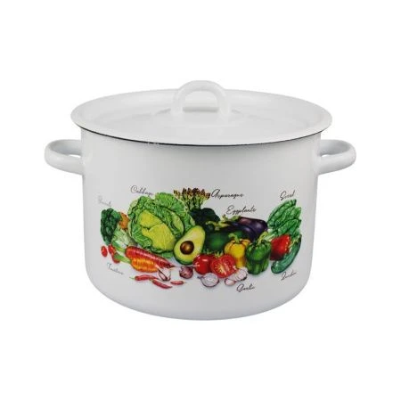 Кастрюля 4,5л эмаль УРОЖАЙ белая с рис. 01-1615/4 (2)