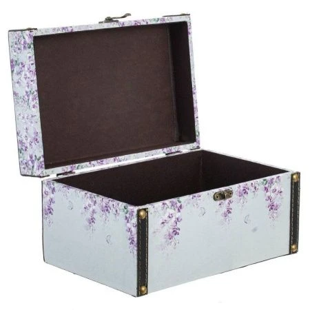 Шкатулка Сундук дерево/текстиль 24*16*13см Прованс. Лаванда (6)
