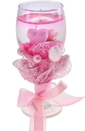 яяяСвеча гелевая розовая Ажурное плетение Арома (h- 14см)    640818