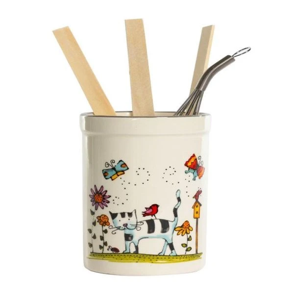 Набор кухонных принадлежностей 4пр на керам.подставке ПОЛОСАТЫЙ КОТ (6)