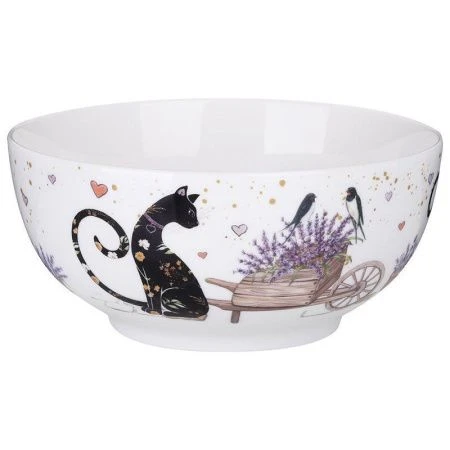 Салатник 730мл 15*7см фарфор ЛАВАНДОВЫЕ КОТЫ (36)