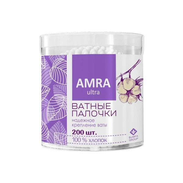 Ватные палочки хлопок/пластик AMRA 200шт. цилиндр (24) Ватные палочки хлопок/пластик AMRA 200шт. цилиндр (24)