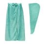 Набор для сауны женский микрофибра 2пр (килт 150*80см, чалма 65*25см) мятный м0906_34