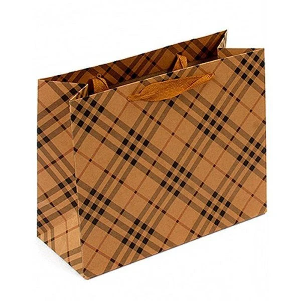 Пакет бумажный прайм 26*32*12см Элеганс- клетка-крафт (20/336)