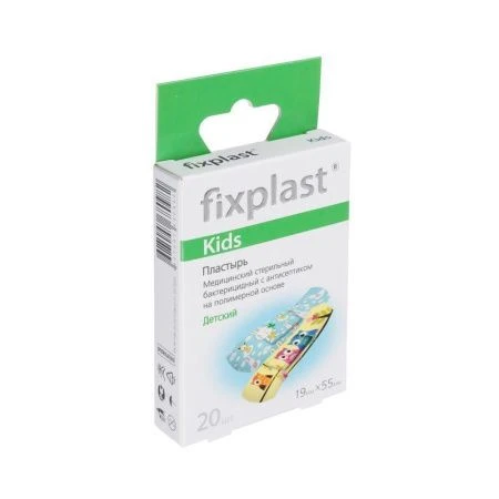 Пластырь бактерицидный на полимерной основе Fixplast Kids 1,9*5,5см №20  (10)