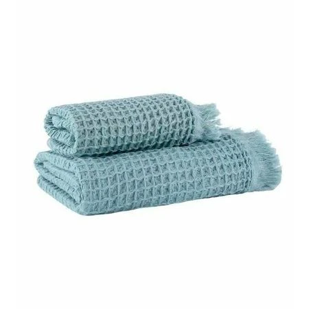 Набор полотенец 2пр 50*90/70*140 вафельные Karna GOFRE бирюзовый 250г
