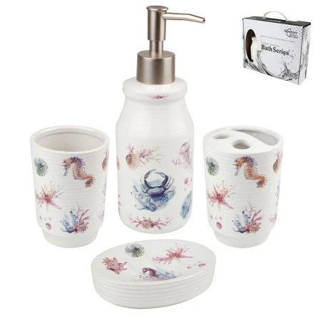 Набор для ванной комнаты керамика 4пр МОРЕ JC-10696 (12)