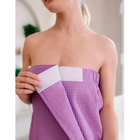 Набор для сауны женский вафельный 2пр (килт 90*146см, полотенце 47*90см) Сиреневый