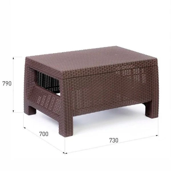 Стол пластик Ротанг-плюс 76,5*57*42см венге (1) ВЫВОД