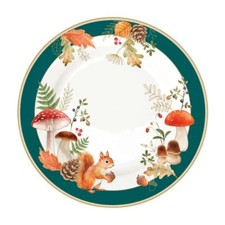 Тарелки мелкие набор 4шт 19см фарфор Autumn Breeze Белка и грибы белая десертные EL-R0924/AUBR (6)