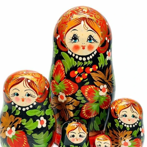 Матрешка 5-ти кукольная 15*7см дерево Хохлома малая (1)