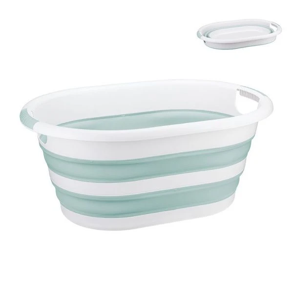 Таз 25л пластик ФЛЕКС морская волна овальный складной (5)