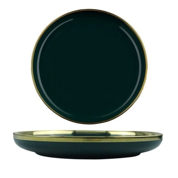 Тарелка мелкая 20см керамика GRAZIA темно-зеленый десертная