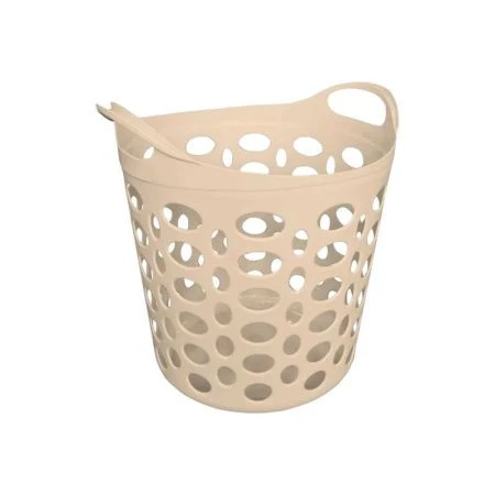 Корзина для хранения 28л пластик гибкая с ручками кремовая (10)