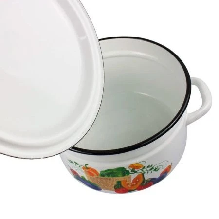 Кастрюля 9л эмаль СОЧНЫЕ ОВОЩИ белая с рис. цилиндрическая борт. 41804-212/6-У (2)