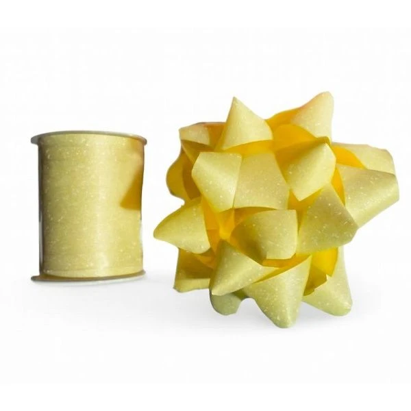 Набор для упаковки подарков (лента упаковочная 10мм*10м и бант) желтая (360) JC-17101