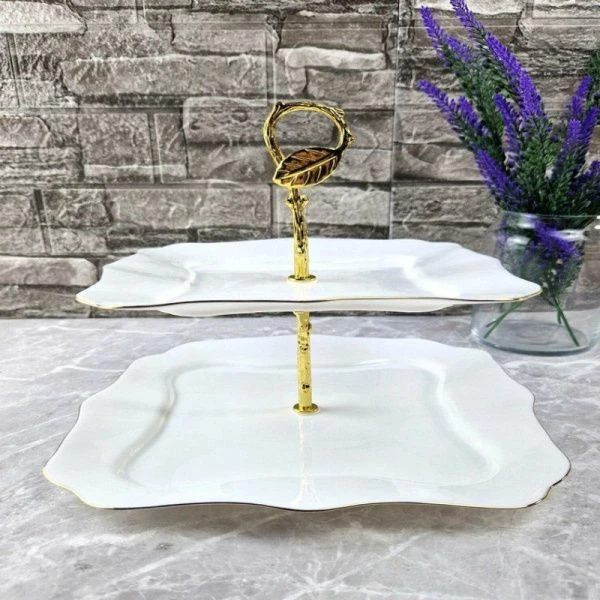 Этажерка 2-х ярусная 27*27*30см стеклокерамика LFN2C+G (12)