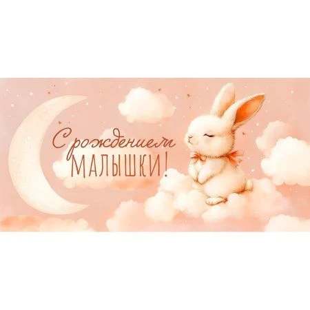 Конверт для денег 16,8*8,4см С Рождением малышки! (10)