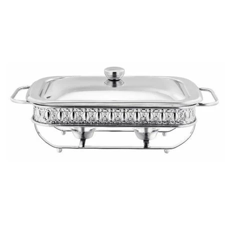 Мармит 1,8л стекло квадратный с мет.крышкой на мет.подставке 1 свеча Silver HT95211 (8)