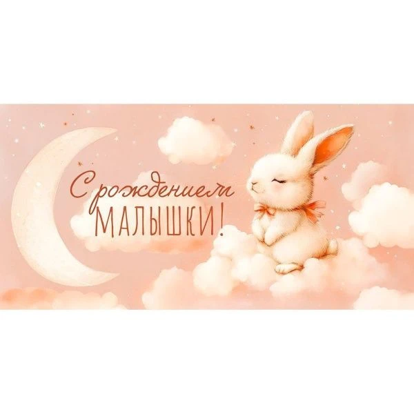 Конверт для денег 16,8*8,4см С Рождением малышки! (10)