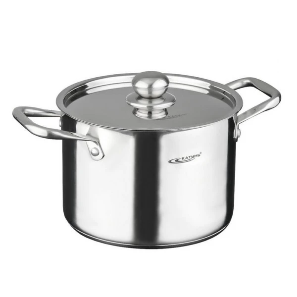 Кастрюля 12л h18см нерж.сталь ТИТАН крышка нерж.сталь d28см мет.клеп.ручки утолщ.дно KT-G-00212 (2)