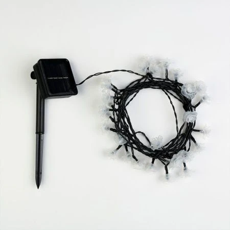 Гирлянда садовая на солнечной батарее пластик 4,5м 30 ламп 2 режима Розы белый свет (50)