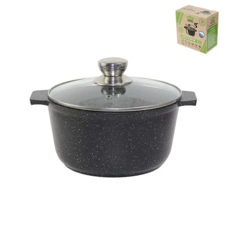 Кастрюля 3л алюминий АП Granit Perfection black со стекл.крышкой (6)