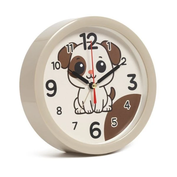 Будильник 15см кварц РУБИН Щенок хаки (20)