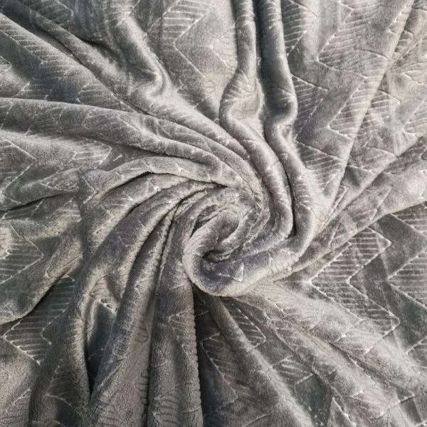 Плед 200*220 фланель двухсторонний ДомВелл рис. Зигзаг серый