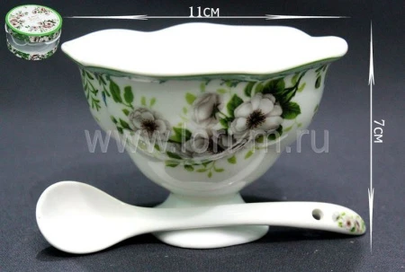 Креманка фарфор с ложкой подар.уп. (36)