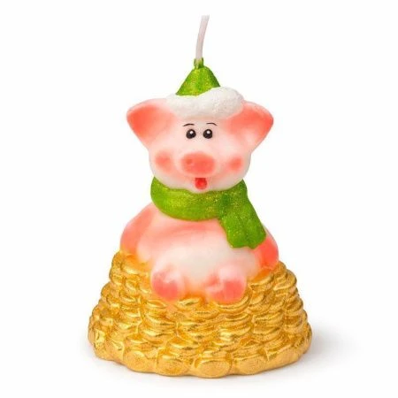 Свеча новогодняя Поросенок на деньгах