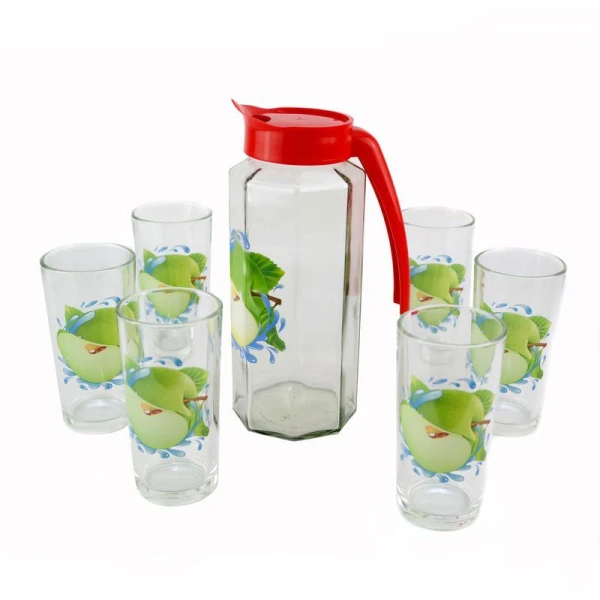 Набор питьевой 7пр (кувшин, 6 стаканов) стекло с деколью (4)