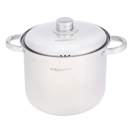 Кастрюля 13л нерж.сталь ГРЕТТА метл.кр, клеп.ручки, 3сл.дно, индукция KT04-D-130 (2)