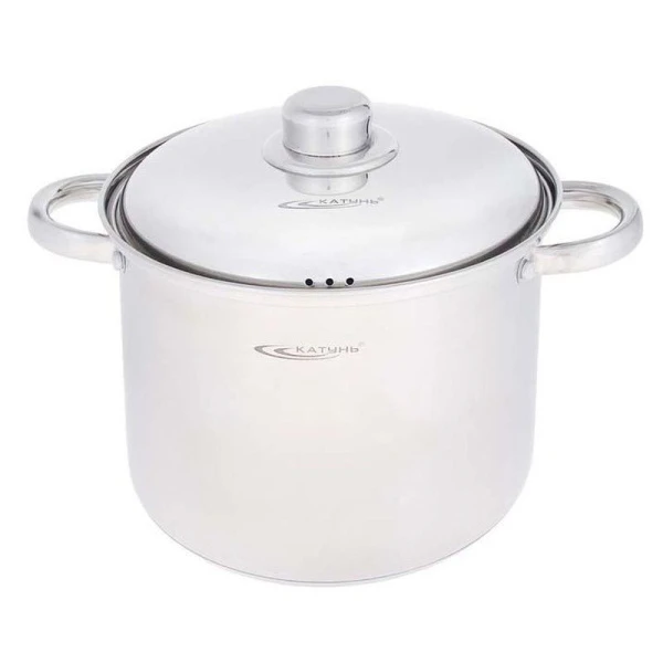 Кастрюля 13л нерж.сталь ГРЕТТА метл.кр, клеп.ручки, 3сл.дно, индукция KT04-D-130 (2)