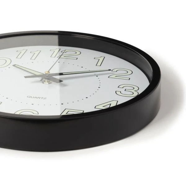 Часы настенные 30см пластик РУБИН Светящиеся черный (10)