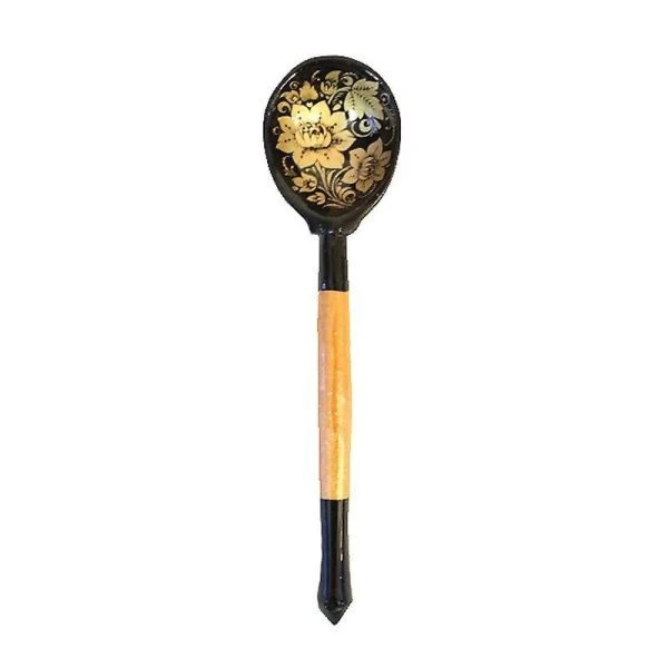 Ложка 14,7*3,5см дерево Золото чайная роспись (1)