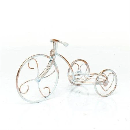 Подставка для цветков на подоконник d15см 19*24*42см металл ВЕЛОСИПЕД большой белая-золото 95-040