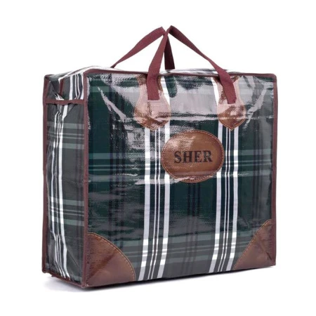 Сумка хозяйственная 53*48*29см полипропилен Клетка ПП фотопечать темная SHER 2103 (8/96)