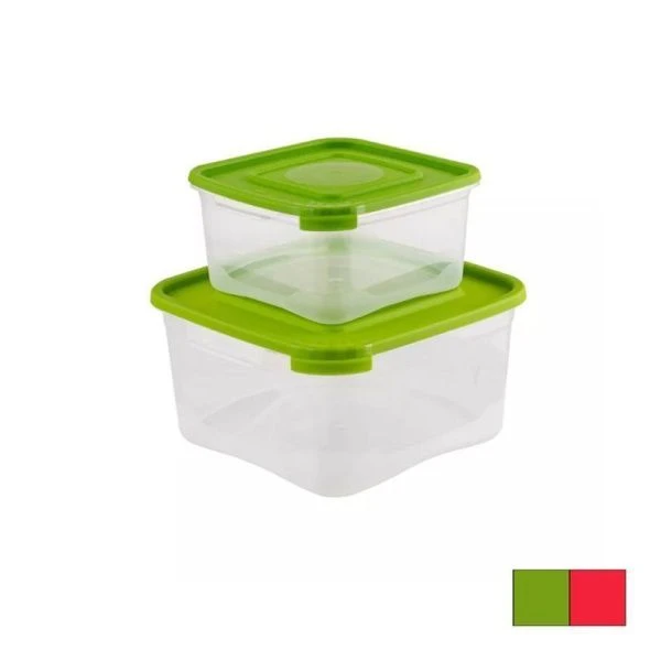 Контейнер пищевой набор 2пр пластик КАСКАД квадро 0,46/1,0л (40)