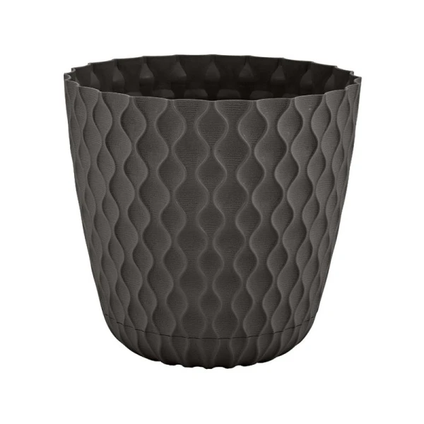 Горшок для цветов 650мл d115мм пластик Wave с дренажной сеткой, съем.поддоном горький шоколад (12)