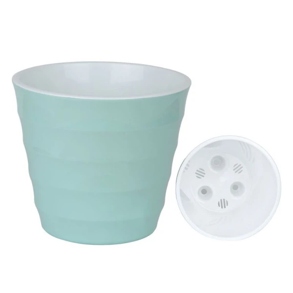 Горшок цветочный 6л 23,5*22,5см пластик ЛАУРА с вкладкой мята (9)