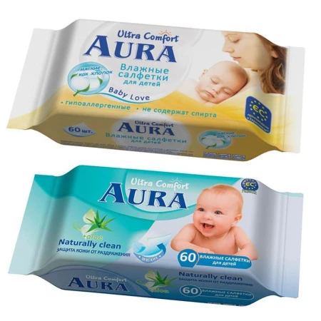 Влажные салфетки АУРА ДЕТСКИЕ 60шт ультра комфорт (24)