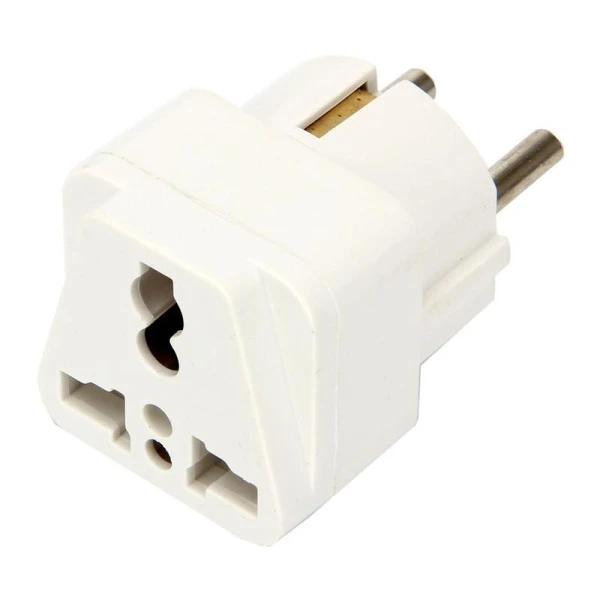 Переходник евро пластик ABS 10-16А, 250V, белый ВЫВОД