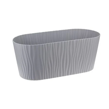 Кашпо 4,2л пластик ВОЛНА серый с вкладышем овальное (9)