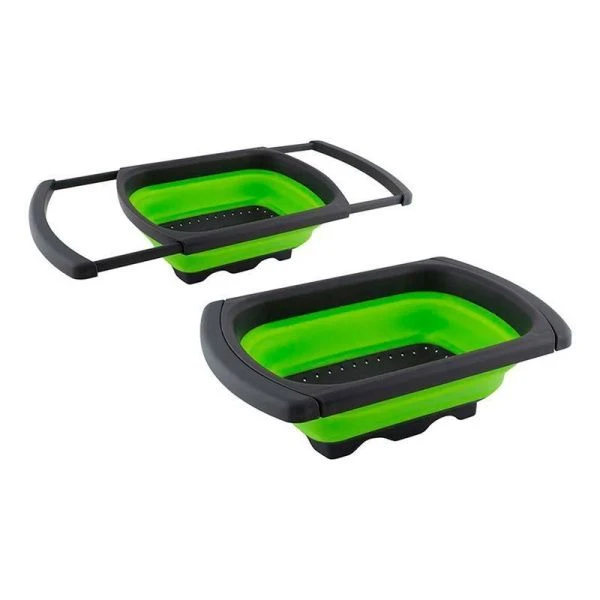 Дуршлаг складной на раковину 60(38,5)*25*12см силикон выдвижные полипропилен.ручки FRUTTI (40)