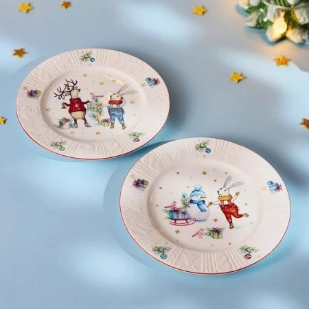 Тарелки мелкие набор 2шт 20см фарфор Winter Story десертные (18)