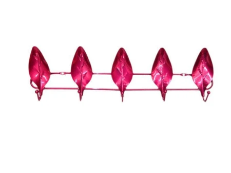 Вешалка 5 крючков Листок металл 12,5*37*5см (4мм) вишнёвый перламутр JC-1125 (60)
