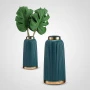 Ваза для цветов 30см d14см (d7,5см горло) керамика КЛАССИКА С ЗОЛОТОМ зеленая 822H440 (6)