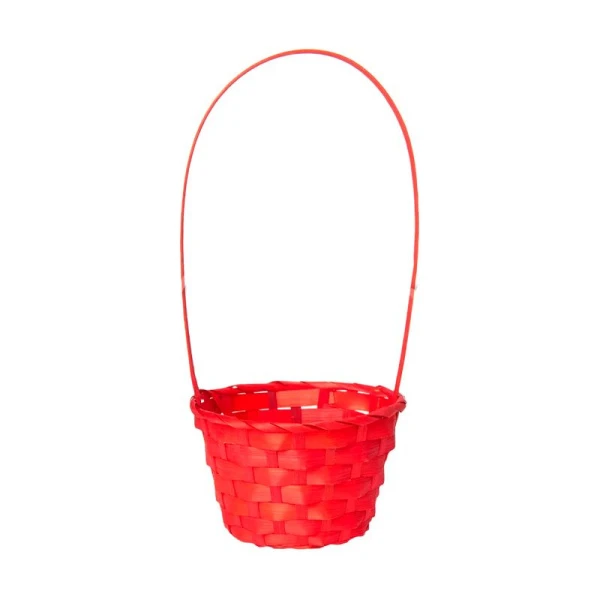 Корзина плетеная D13*H9,5/28см бамбук красный (150)