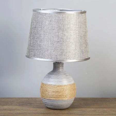 яяяЛампа настольная с абажуром керамика Шпагат темный Е14 23*23*34см